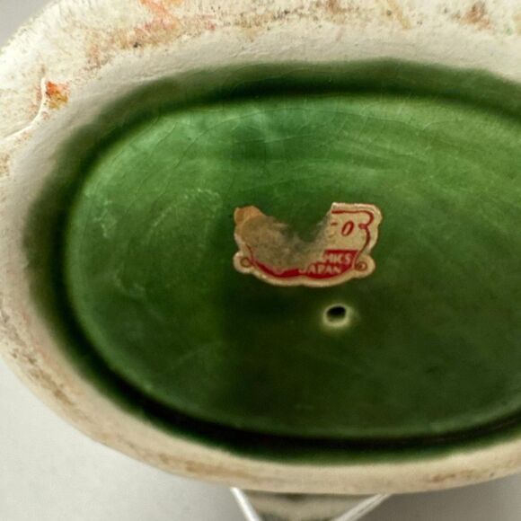 Vintage Ucagco Carved Vase Green Ceramic Decorative Art Deco Design Unique Decor - Picture 9 of 13